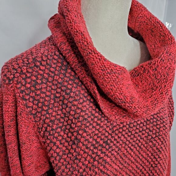 J‎ JILL red textured cowl neck turtleneck long tunic sweater M - Picture 6 of 11